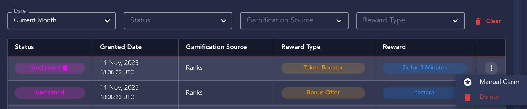 Manual Claim option on My Rewards