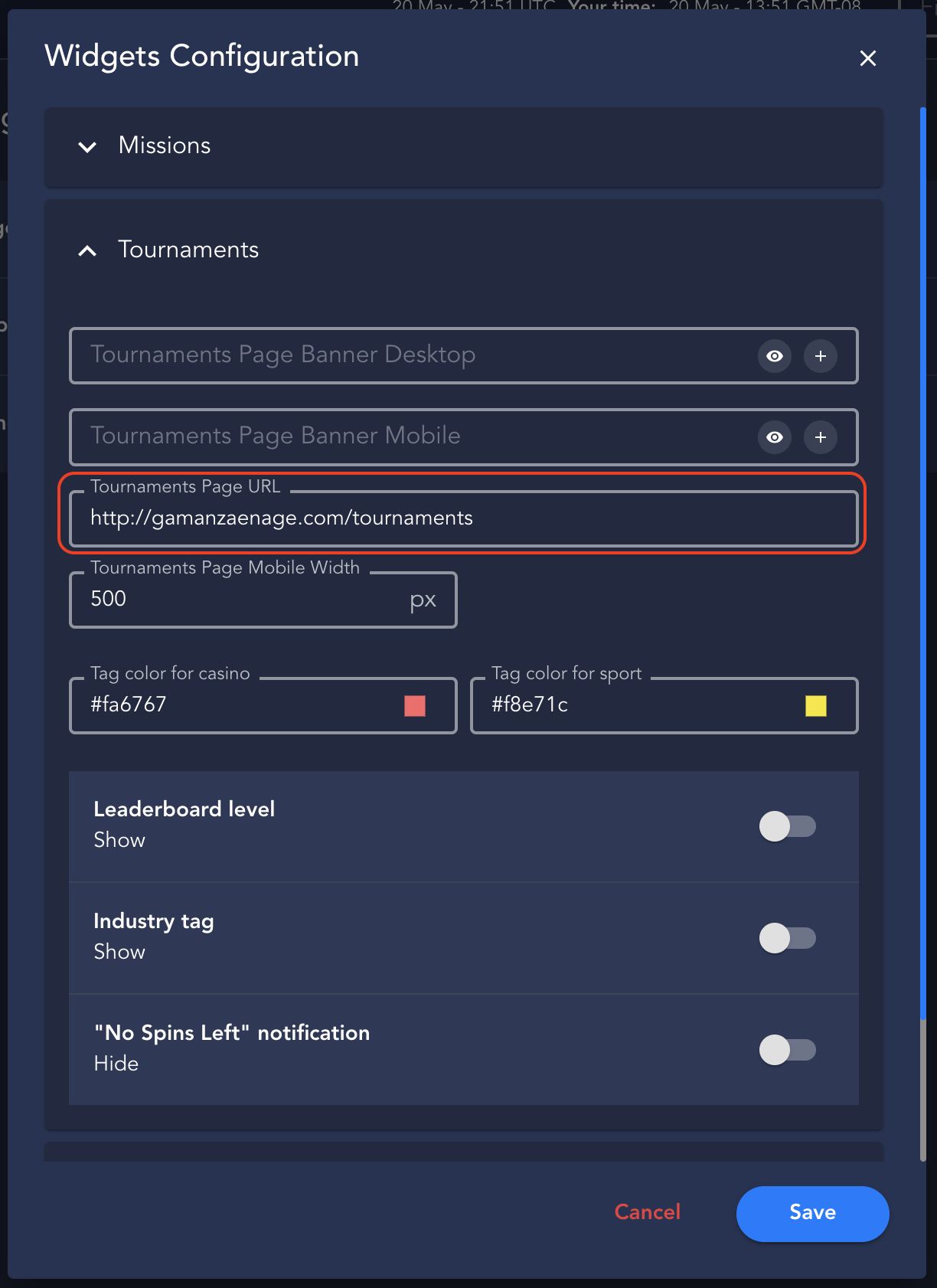 Tournament Customization UI