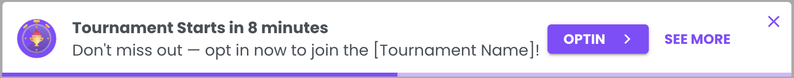 Notifications - Snackbar Tournaments