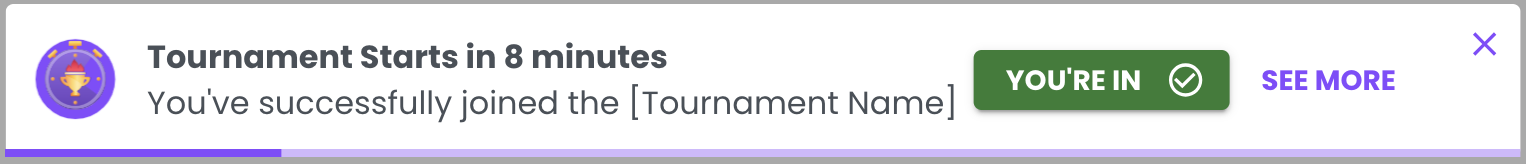 Notifications - Snackbar Tournaments