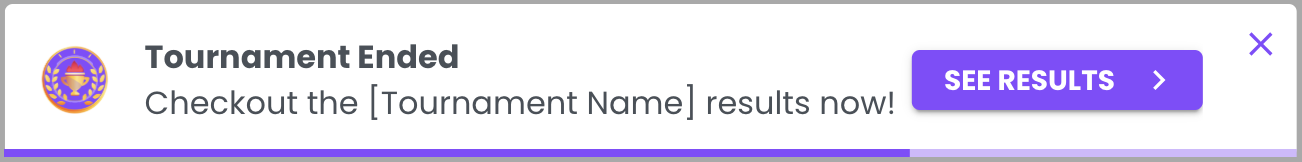 Notifications - Snackbar Tournaments
