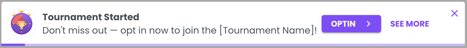 Notifications - Snackbar Tournaments