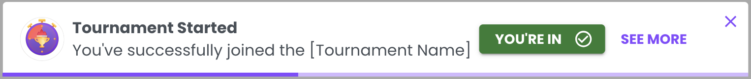 Notifications - Snackbar Tournaments