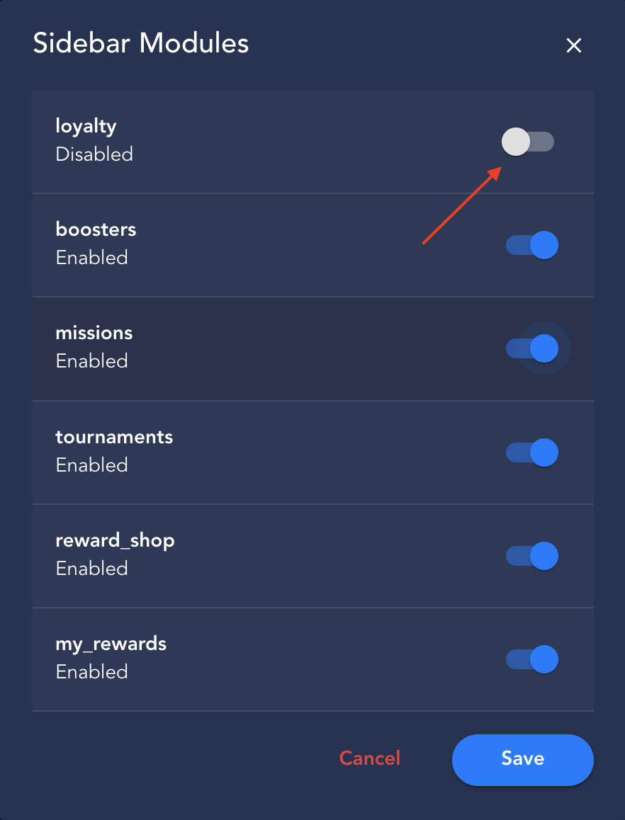 Backoffice - Settings - Loyaly Module