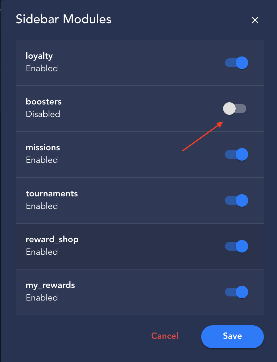 Backoffice - Settings - Booster Module