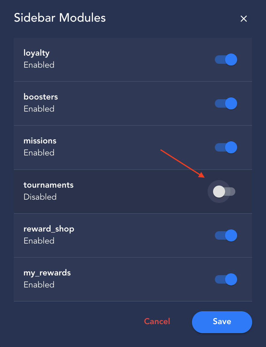 Backoffice - Settings - Tournament Module
