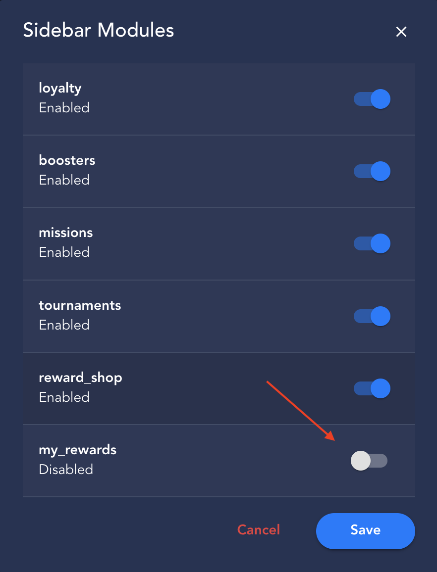 Backoffice - Settings - My Rewards Module